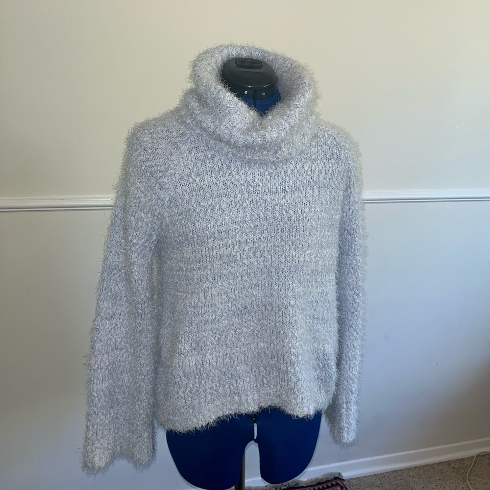 Fluffy powdery blue knit sweater - very soft